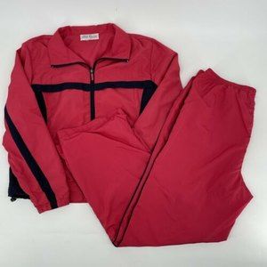 Vintage Y2K Women's Oleg Cassini Sport Cargo Crop Track Suit Pink Blue Sz L